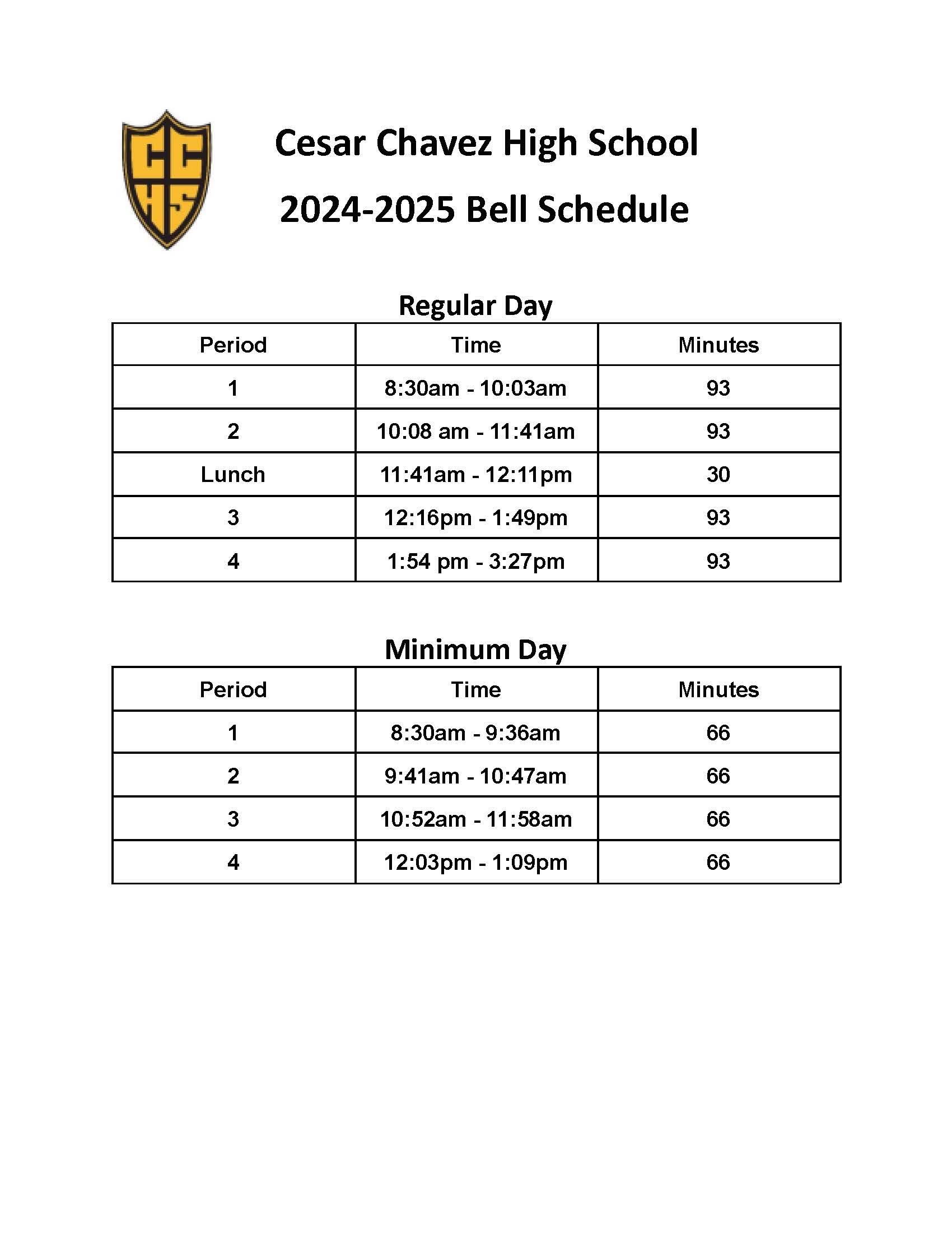 24-25 Bell Schedule